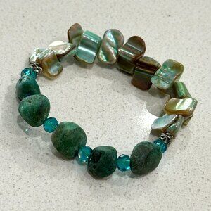 Artisan Mother of Pearl and Glass Beaded Bracelet